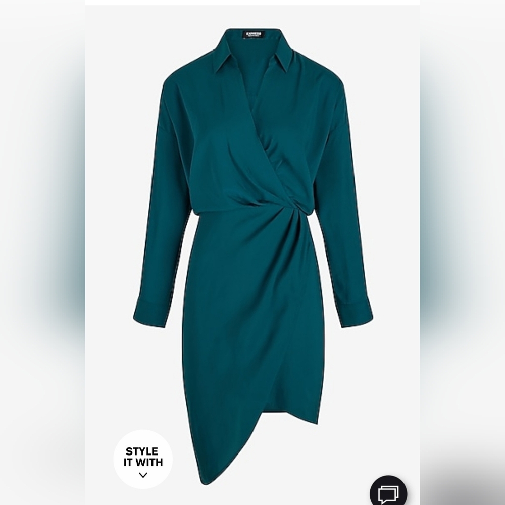 ✨️Final Price✨️NWT Sz M Teal Express Asymmetrical Portofino Dress - Picture 2 of 8